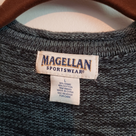 Magellan Sportswear Aqua Cotton Blend Deep V-neck Sweater L - Picture 5 of 6